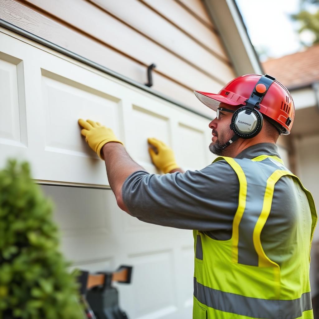 Professional South Boston Garage Doors technician installing garage door panel